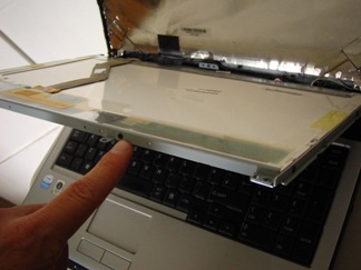 LCD panel coming away from the laptop case
